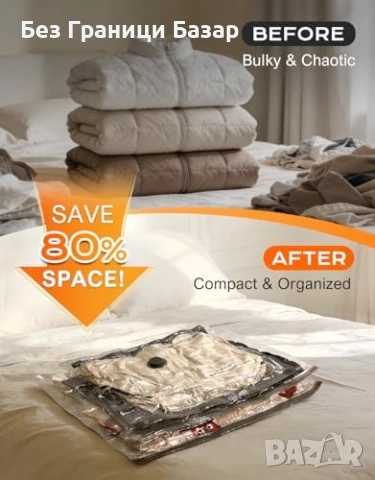 Нов Комплект вакуумни торби 15 броя с електрическа помпа 3 размера за багаж дрехи, снимка 2 - Други стоки за дома - 54101301