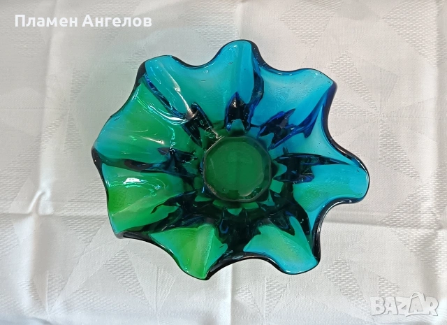 Купа/фруктиера от цветно арт стълло Мурано/ Мurano Art Glass. , снимка 3 - Вази - 54814118