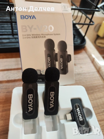 BOYA BY-V20 Безжични микрофони - Пълен комплект, нови, снимка 2 - Микрофони - 54939551
