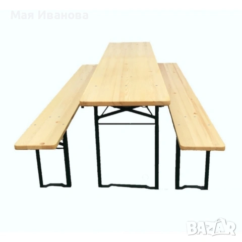С ДЕФЕКТ - Сгъваем комплект градинска маса с 2 пейки - От чамово дърво - С ДЕФЕКТ виж снимките, снимка 4 - Градински мебели, декорация  - 54000158