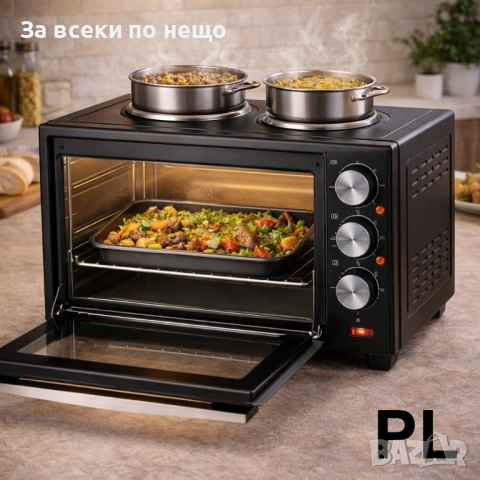 Електрическа готварска печка Oliver Voltz OV51441F48 с 2 котлона, 48л, 3200 W, Черна Код P2226, снимка 4 - Печки, фурни - 54232700