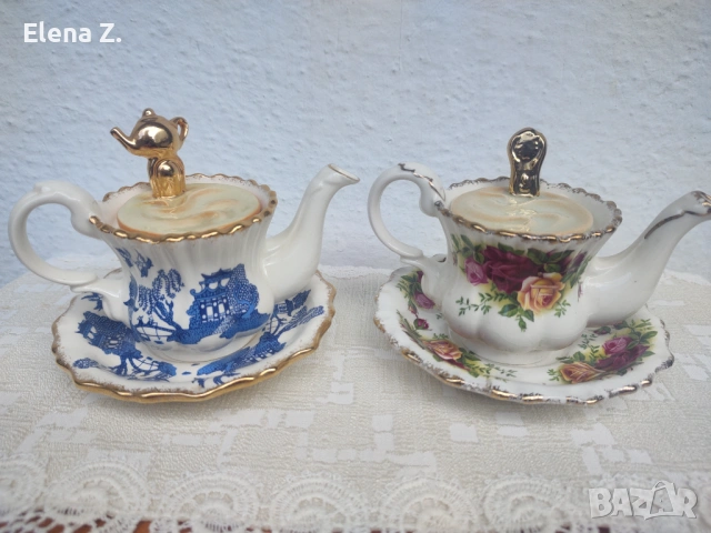 2 уникални чайника Cardew Royal Albert, Country Roses, Old Blue Willow, снимка 2 - Други - 54775710