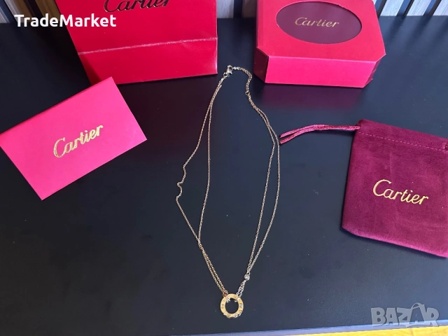 Ново дамско Колие Cartier с пълна подаръчна опаковка, снимка 3 - Колиета, медальони, синджири - 54562095