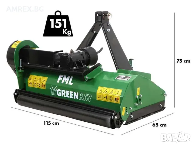 Мулчер за трактор GreenBay FML 103 см | 15–25 к.с. | 18 чука | Кардан в комплекта, снимка 2 - Селскостопанска техника - 55322483