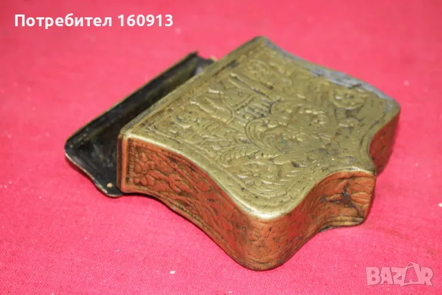 Старинна бронзова барутница, паласка, фишеклък, кутия. *1, снимка 7 - Антикварни и старинни предмети - 55422179