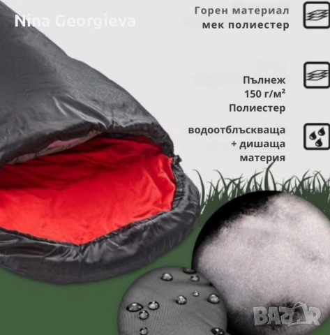 Лек летен спален чувал Living & Garden в син и червен цвят, снимка 2 - Други стоки за дома - 54718424