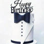 Happy birthday черен акрилен топер забучване върху торта декорация , снимка 2