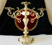 Бронзов свещник,троен свещник,барок 2.8 кг., снимка 2