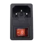 Захранващо гнездо IEC320, C14, АС, с копче и предпазител, 4A, 250VAC, Червен, снимка 1