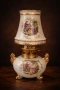 Антична порцеланова лампа Linderhof с рисуван декор и златни детайли./1950-1970г./, снимка 1