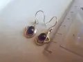 Сребърни обеци с естествени аметисти, снимка 3