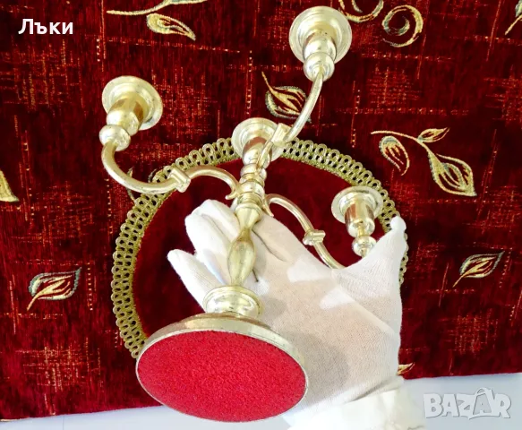 Посребрен свещник петица Art Deco,23 см. , снимка 4 - Антикварни и старинни предмети - 55342258