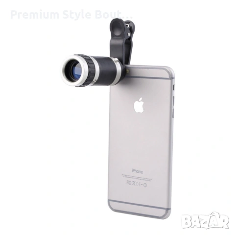 Универсален телескоп обектив за телефон 8x оптично увеличение + щипка, снимка 2 - Друга електроника - 54123519