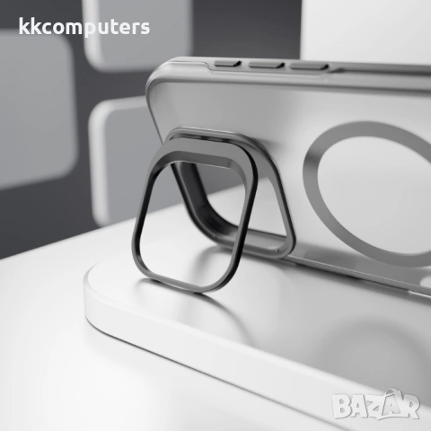 Кейс Etteri Morning Fog с Magsafe и стойка, За iPhone 17 Pro Max (6.9), Черен и Протектор, снимка 5 - Калъфи, кейсове - 54203587