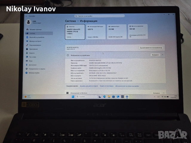ACER Aspire 3 A315-34-C8TY, снимка 3 - Лаптопи за дома - 55079275
