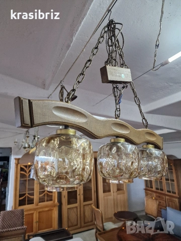 Абажур-Дърво -Стъкло-внос от Германия! 