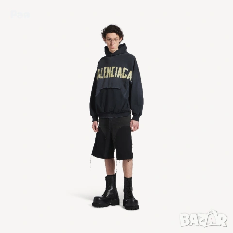 Оригинално худи Balenciaga Tape Type Ripped Pocket Hoodie (Размер XL)
