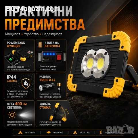 Мощна акумулаторна преносима къмпинг лампа осветление LED фенер за лов риболов палатка туризъм силна, снимка 7 - Къмпинг осветление - 51016984