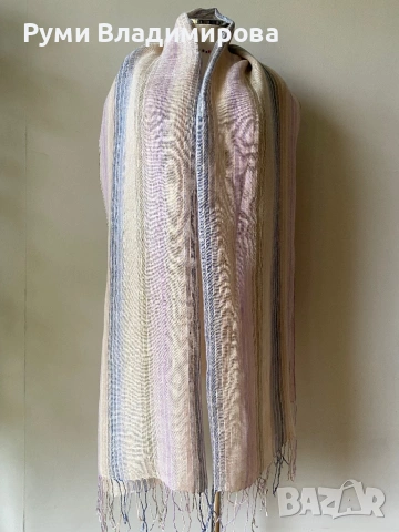 Раиран шал от 100 % лен, снимка 3 - Шалове - 54130756