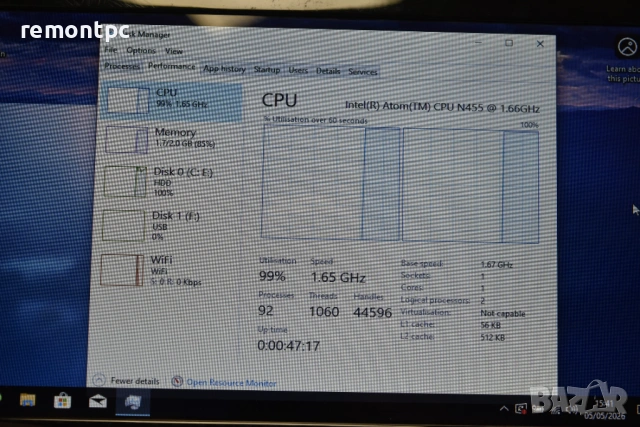 ЛАПТОП TOSHIBA NB500 ATOM N455(1.66), 2GB RAM, 320GB , 10.1 LED, снимка 6 - Лаптопи за работа - 54428427