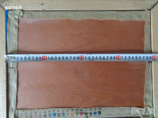 Ръчно шит гоблен „Старецът с лулата“, снимка 6 - Гоблени - 54220457