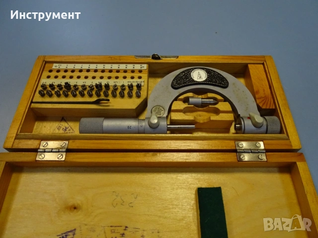 Резбомерен микрометър DDR Suhl Thread Мicrometer 25-50mm, снимка 6 - Други инструменти - 54916117