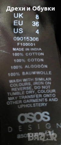 Черна рокля тип риза памучна материя ASOS, снимка 5 - Рокли - 54096300