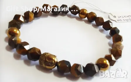 Мъжка гривна естествени камъни - тигрово око, снимка 2 - Гривни - 55599420