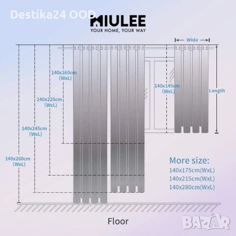 Пердета MIULEE зелени или сиви 225x140 и 160x140, снимка 5 - Пердета и завеси - 54148224
