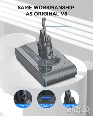 Резервна батерия Dyson morpilot V8 8000mAh за Dyson V8 + 3 филтъра, снимка 4 - Прахосмукачки - 55468836