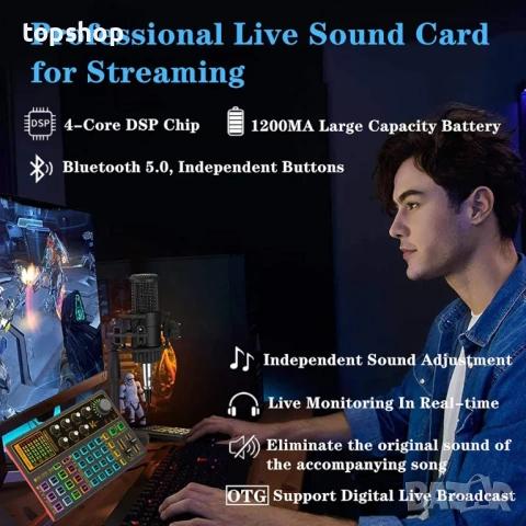 Чисто нова професионална звукова карта K300 - Аудио миксер за стрийминг и подкаст  , снимка 3 - Други - 53986816