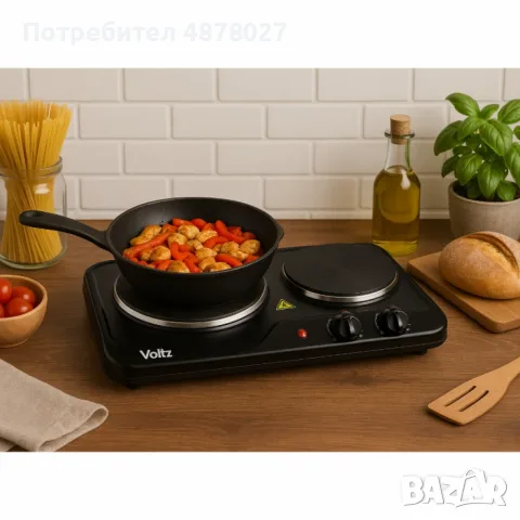 Двоен котлон Voltz OV51445ND, 2500W, Чугунени плочи Ø155мм. и 185мм., снимка 3 - Котлони - 55698157