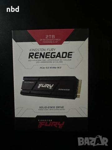 SSD Kingston Fury Renegade M.2-2280 PCIe 4.0 NVMe 2000GB, Heatsink, снимка 2 - Твърди дискове - 54056251
