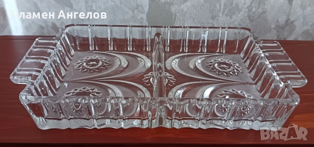 Кристален поднос и малка кристална ваза. , снимка 8 - Вази - 54085454