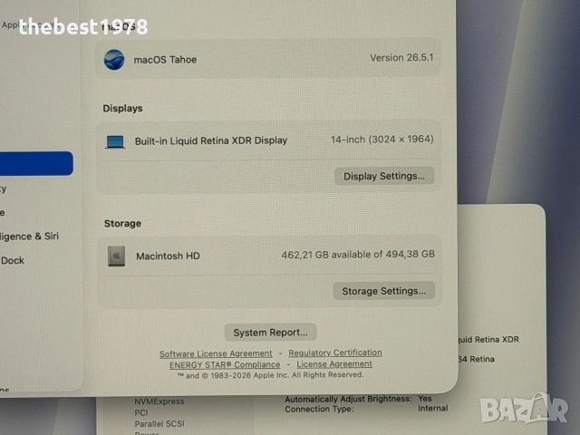MacBook Pro 14`M3 Pro/11 CPU/14 GPU/18GB RAM/512GB SSD/Батерия 100%/Като Нов/Silver, снимка 8 - Лаптопи за работа - 55283584
