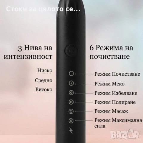 Ултразвукова електрическа четка за зъби X3 Sonic + 4 накрайника, снимка 3 - Други - 54645980