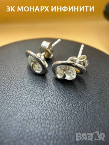 Златни обеци /585/ Бяло злато, снимка 4 - Обеци - 54032586