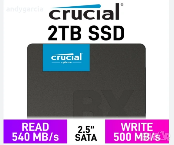 2TB SSD Crucial BX500 2000GB SATA 6Gb/s 2.5 скорост на четене/запис - 540/500 MB/s. диск 2тб 2ТБ