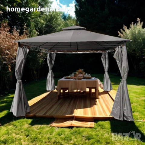 Сгъваема Градинска Шатра MUHLER 3x3м | Подсилена Конструкция | Сива