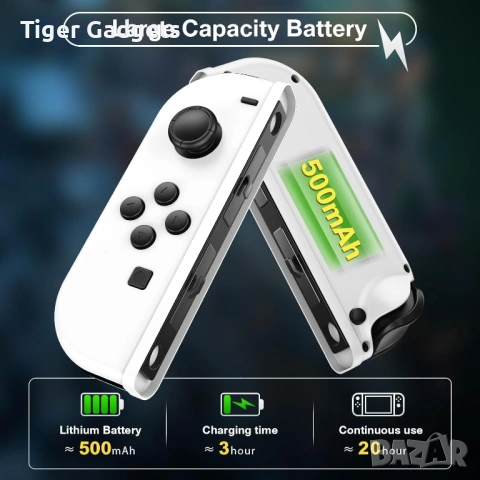 Контролери за Nintendo Switch Joy-Con безжични с вибрация, бели, снимка 3 - Аксесоари - 53983146