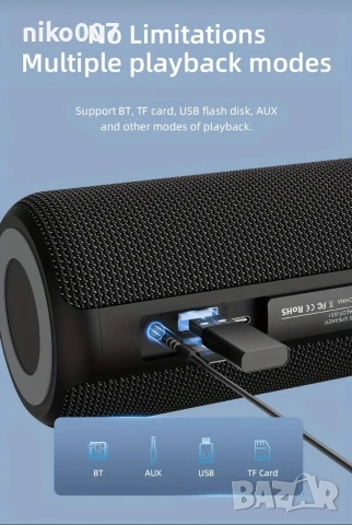 Най ниска цена-Преносима колонка 20W ZEALOT S51 Stereo Bluetooth, Hands-Free Call, TF Card, AUX, снимка 5 - Друга електроника - 55070111