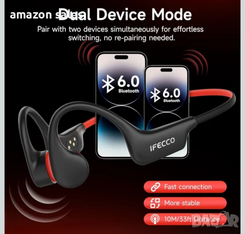 IFECCO X27 Водоустойчиви слушалки IP68 Bluetooth 6.0,с 8GB MP3,с костна проводимост (сини), снимка 7 - Безжични слушалки - 54239527