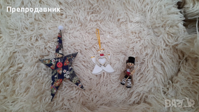 Ръчно изработени текстилни висулки - Ангелче, Звездичка и Коледарче, снимка 3 - Декорация за дома - 54252777