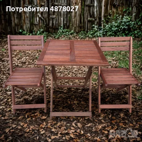 Градински комплект Kreta Muhler Meranti - 3 части, дърво