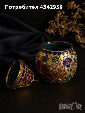 Винтидж декоративна кутийка / бижутерка Cloisonné .1970-1990г., снимка 2 - Антикварни и старинни предмети - 54315674