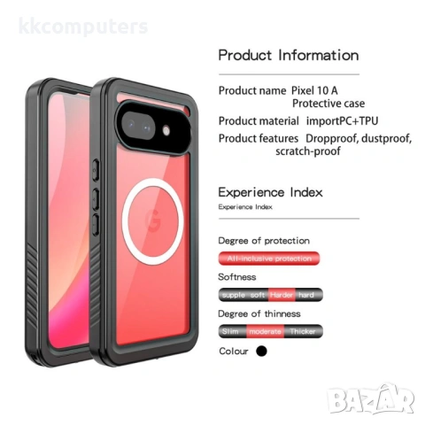 Водоустойчив Магнитен Калъф REDPEPPER FS Series IPX8 за Google Pixel 10a с Протектор – Черен, снимка 2 - Калъфи, кейсове - 54676008