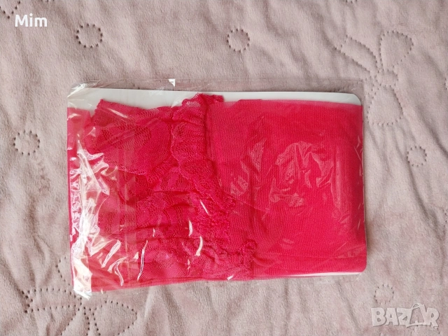 XL/2XL Дамски розови чорапи ликра с дантела за жартиери , снимка 4 - Бельо - 54223940