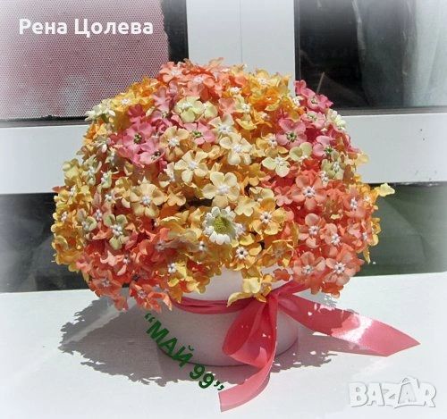 Икебана с мини хортензии, снимка 3 - Подаръци за жени - 55238838
