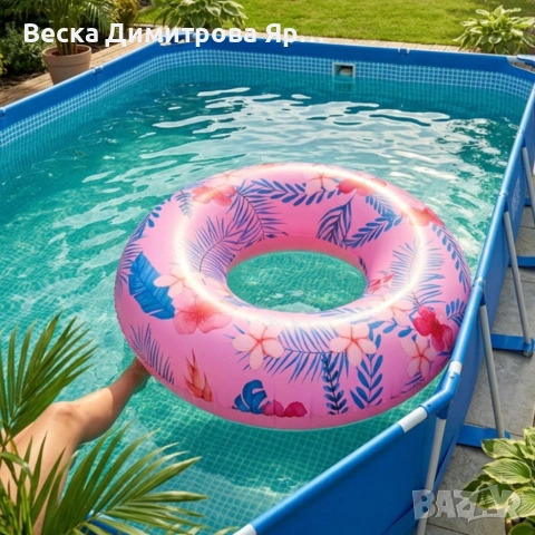 Надуваем плувен пояс 110 см с флорален дизайн – Стилно лятно забавление за плаж и басейн
