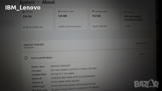 Lenovo ThinkPad T14 3 Gen / i5 1245U/ SSD 256GB/16GB, снимка 6 - Лаптопи за работа - 54219908